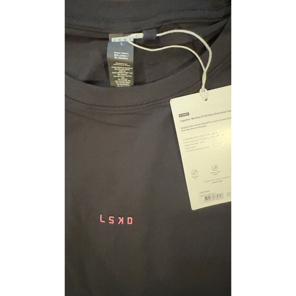 LSKD Together We Rise FLXCotton Oversized Tee Black Candy Pink Large NWT NEW - Picture 5 of 16